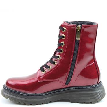 HEAVENLY FEET WOMENS ANKLE BOOT - RED PATENT